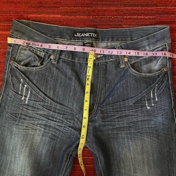 Mens blue distressed jeans straight slim - Picture 8 of 8